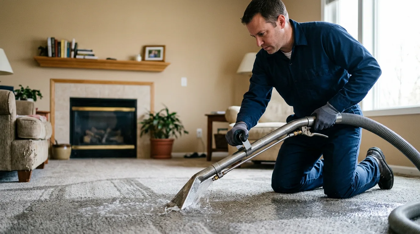 Water damage restoration technician working near Corydon, IA